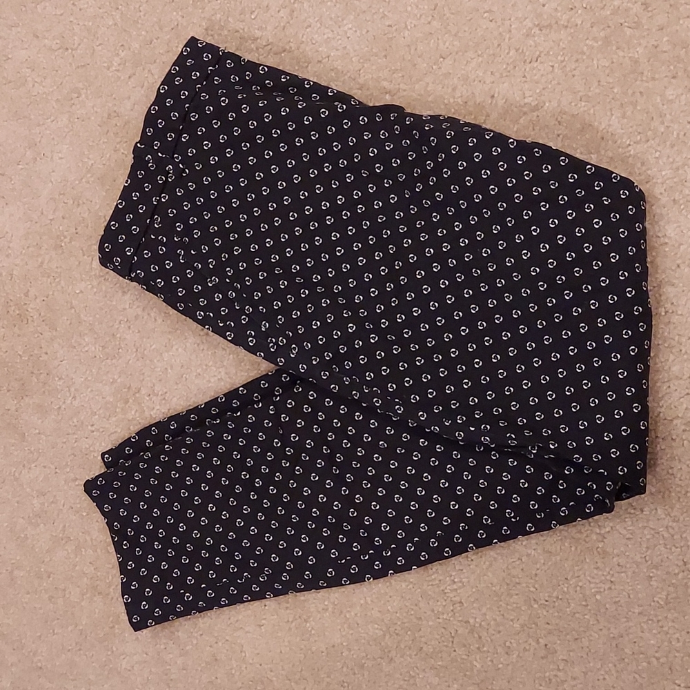 H&M Floral Print Dress Pants, Black & White, Sz 8